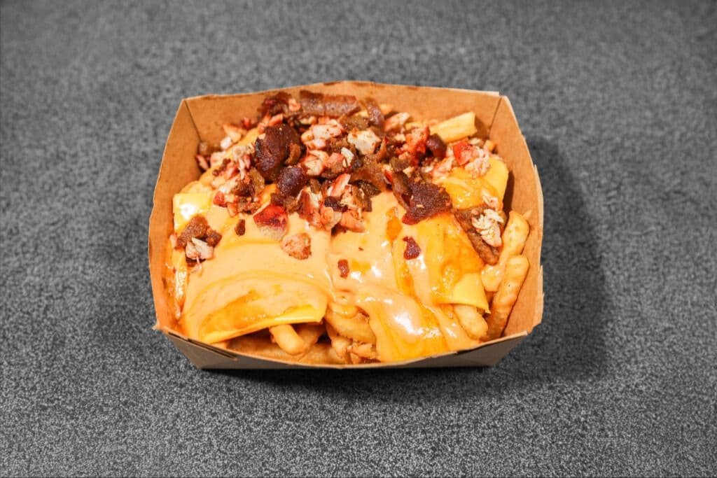 Student fries with meat