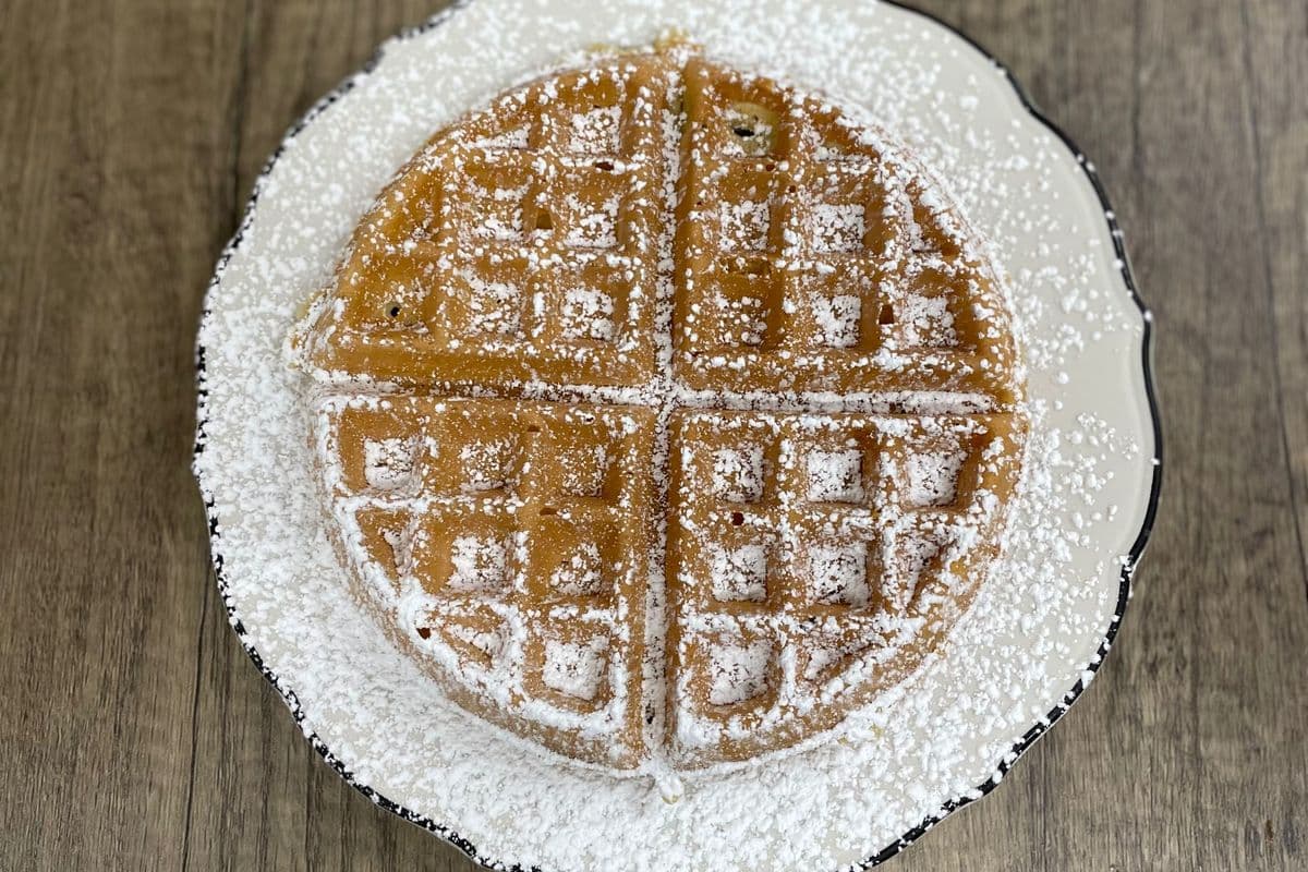 Belgian Waffle Sprinkled with Powdered Sugar