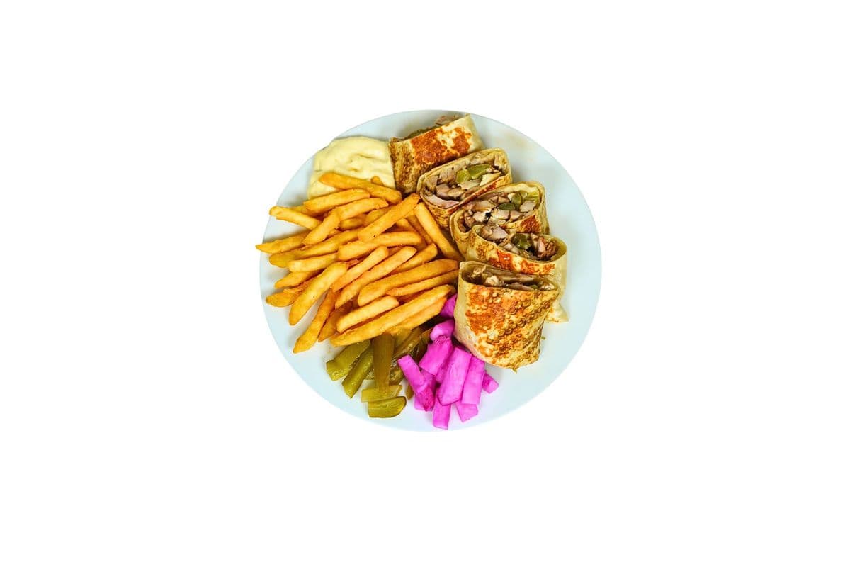 Chicken Shawarma Wrap on Fries