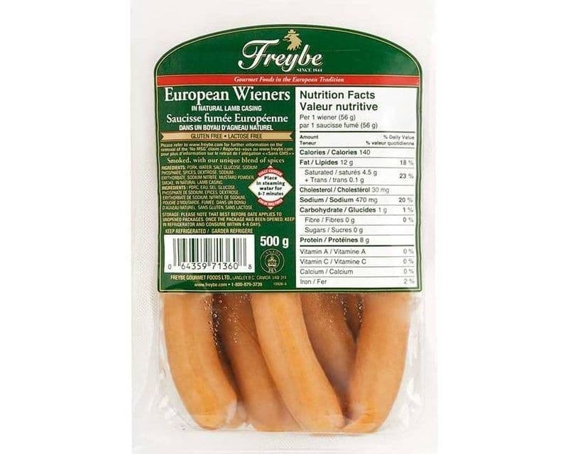 FREYBE EUROPEAN WIENERS 500G