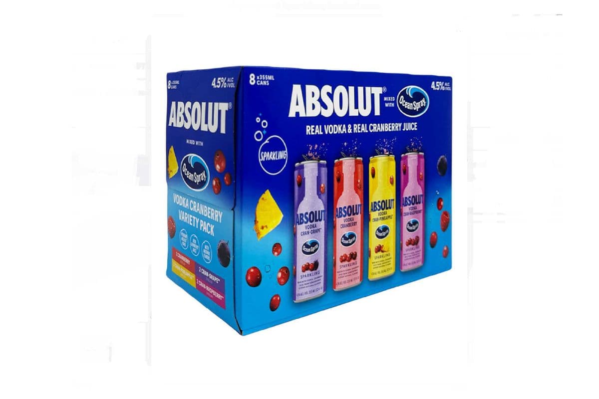 Absolut Ocean Spray Vodka Cranberry Variety Pack (8 x 355 ml can)