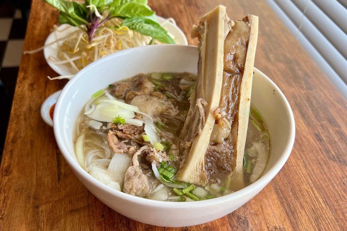 Beef bone marrow and brisket tendon Pho