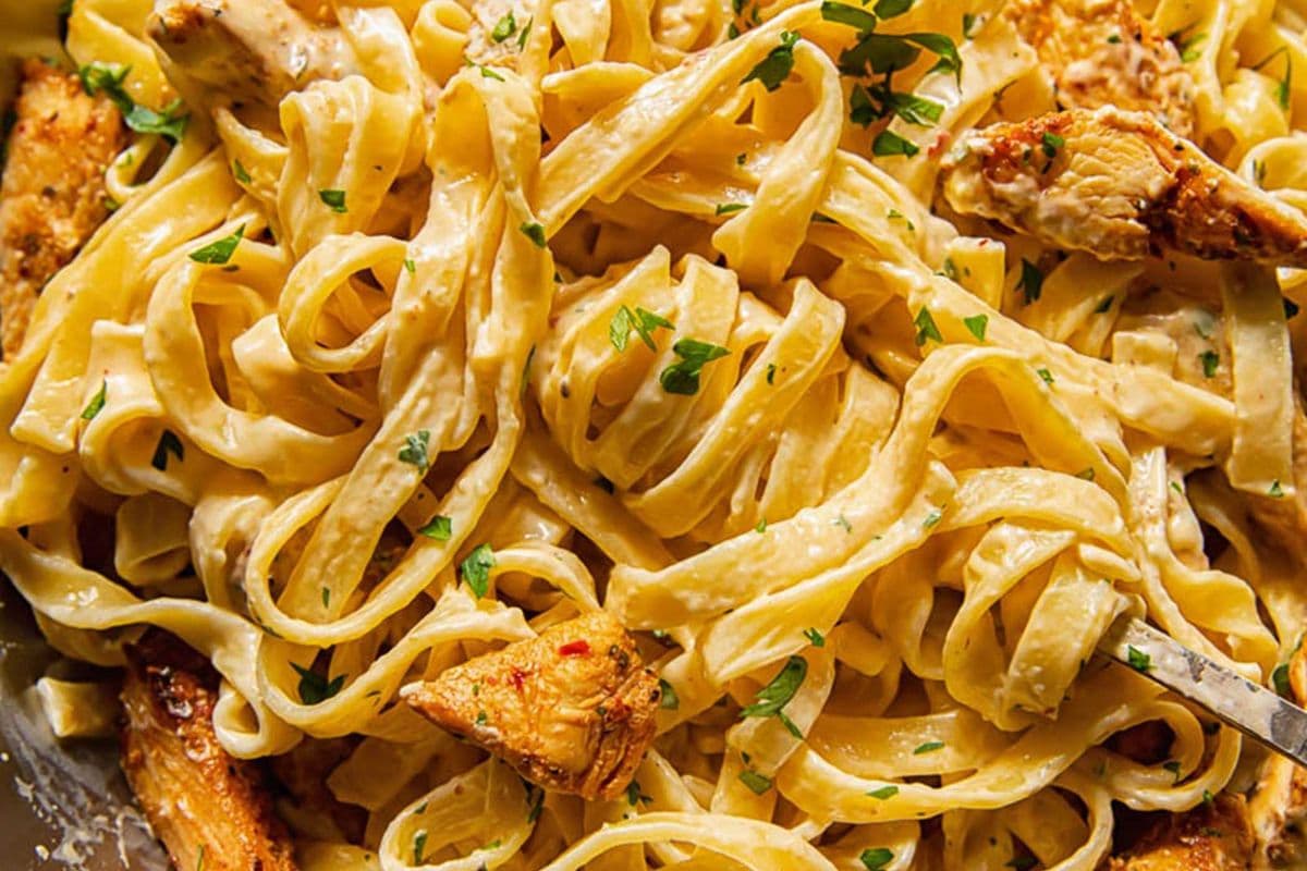 Baked Grilled Cajun Chicken Fettuccini Alfredo