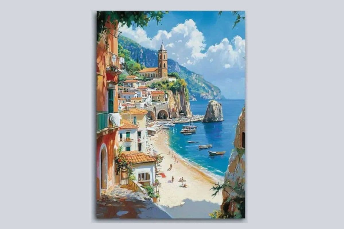 Mediterranean Coastal Village Canvas SKU111W