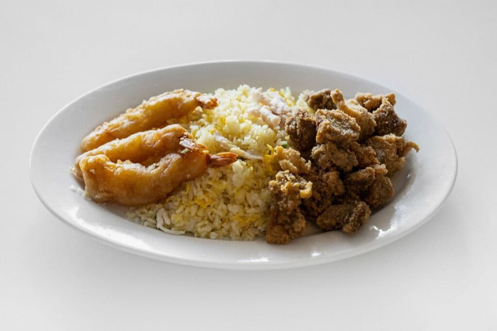 #5. Deep Fried Prawns, Dry Garlic Ribs, and Chicken Fried Rice