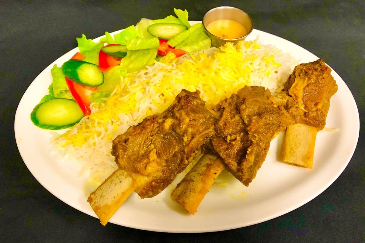 Beef Ribs With Saffron Rice and Salad (1 Big Serving)