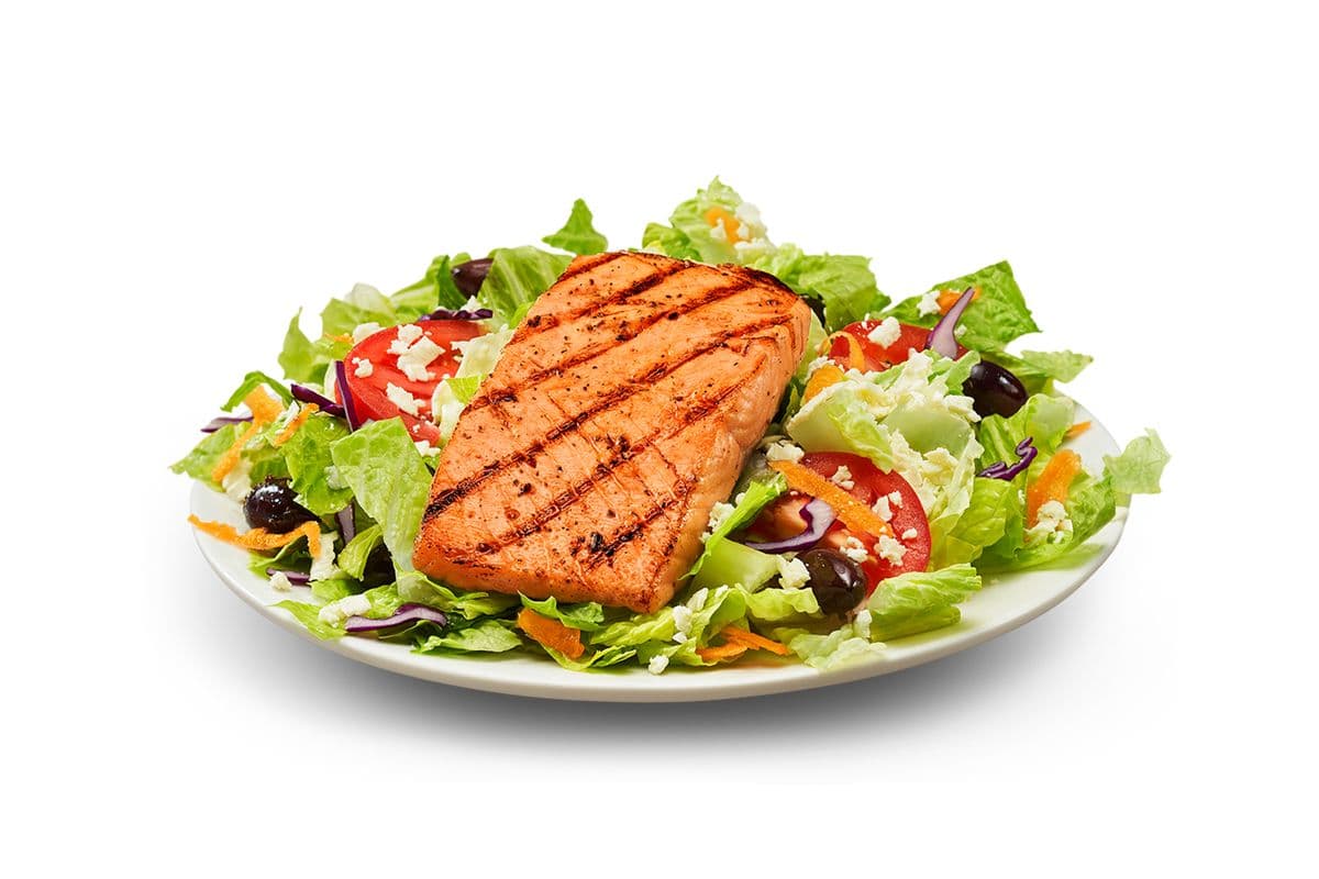 Grilled Salmon Fillet Greek Salad