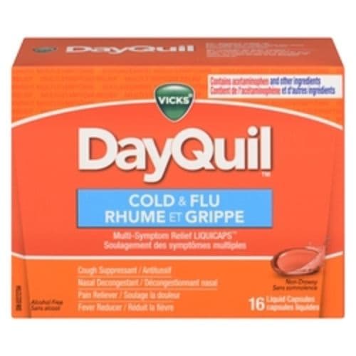 Dayquil Rhume et Grippe 16 Capsules liquides/ Dayquil Cold & Flu 16 Liquid Capsules