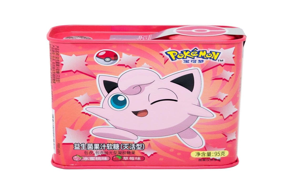 Jigglypuff Strawberry and Peach Gummy Tins (95G)