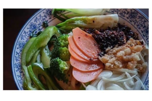 12. Hand-Pulled Noodle with Chili Oil and Vegetables