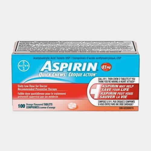 Aspirin Croque action (100 comprimés) / Aspirin Quick Chews (100 tablets)