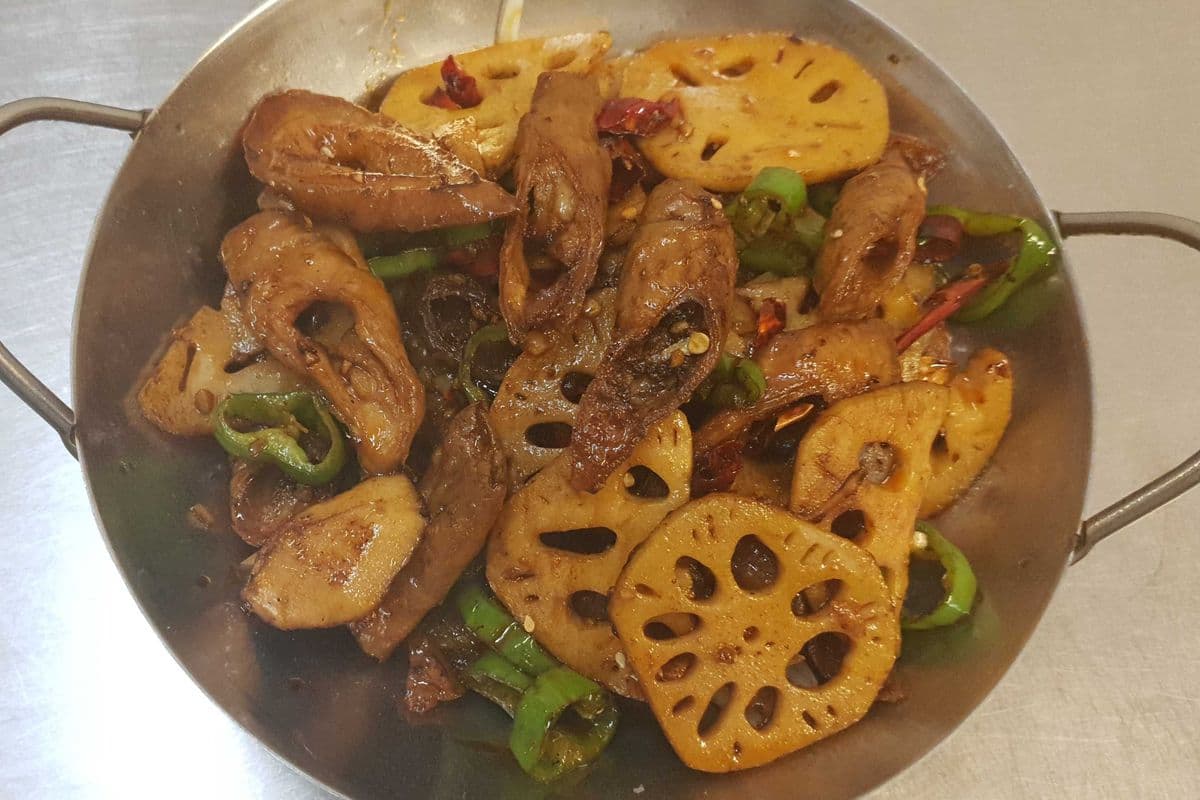2002. Dry Panned Pork Intestine in Pot
