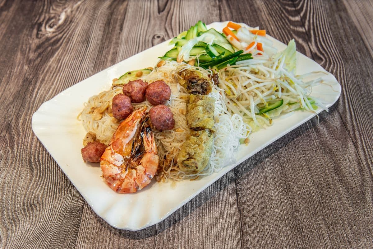 508. Meatballs, Grilled Shrimp, and Spring Roll - Nem Nuong, Tom Nuong, Cha Gio