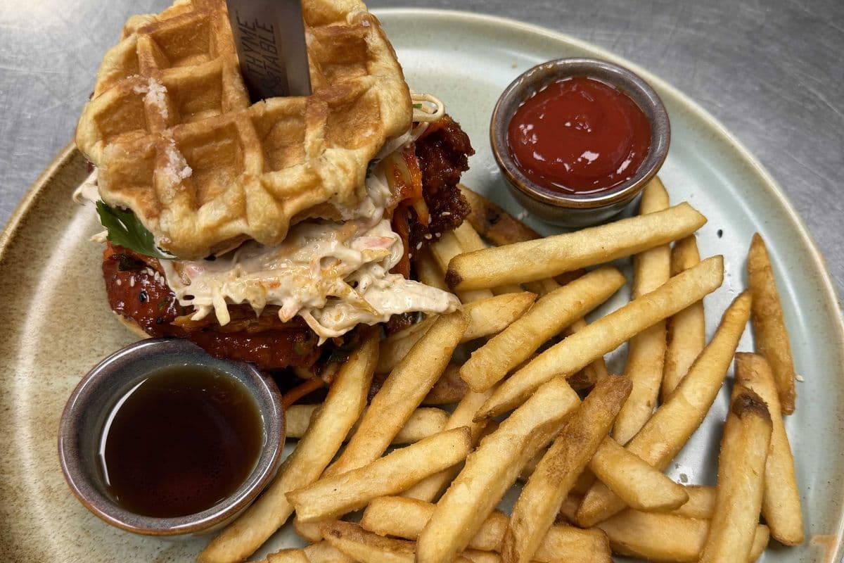 Crispy Korean Waffle Sandwich