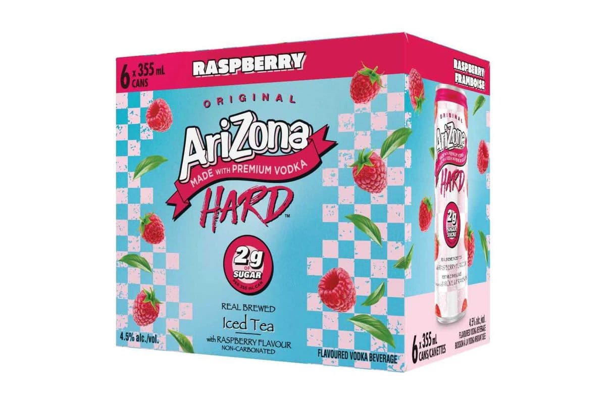 Arizona Hard 2g Sugar Raspberry Tea (6 x 355ml)