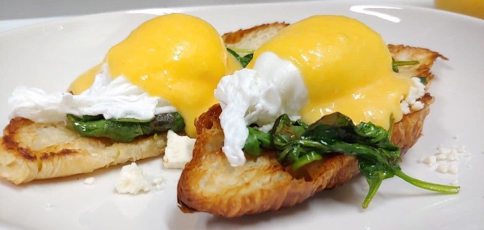 Mushroom, Sauteed Spinach and Feta Cheese Benedict