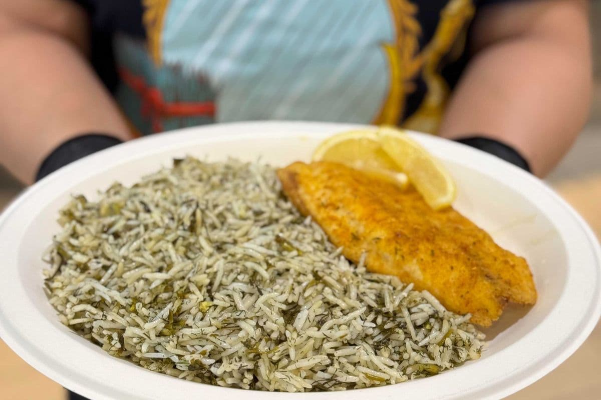 Herb rice with fried Tilapia (سبزی پلو با ماهی) Only for limited time (15-22 March)