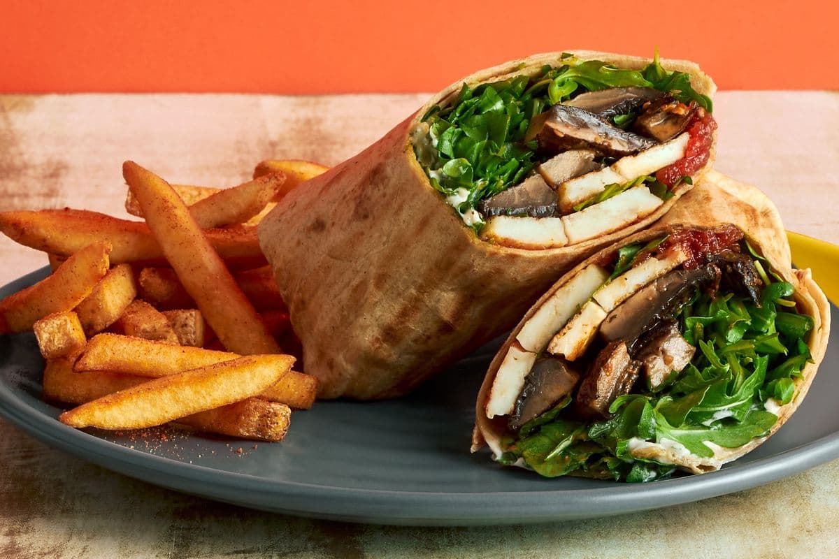 Portobello Mushroom & Halloumi Wrap with One Regular Side