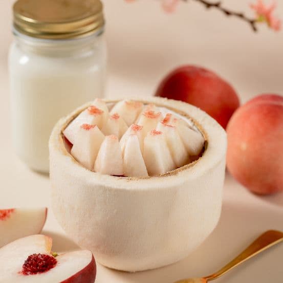 Canned Peach Coconut Pudding / 黄桃罐头椰子冻