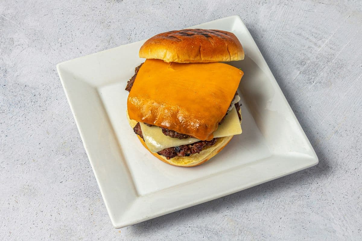 Happy double cheeseburger