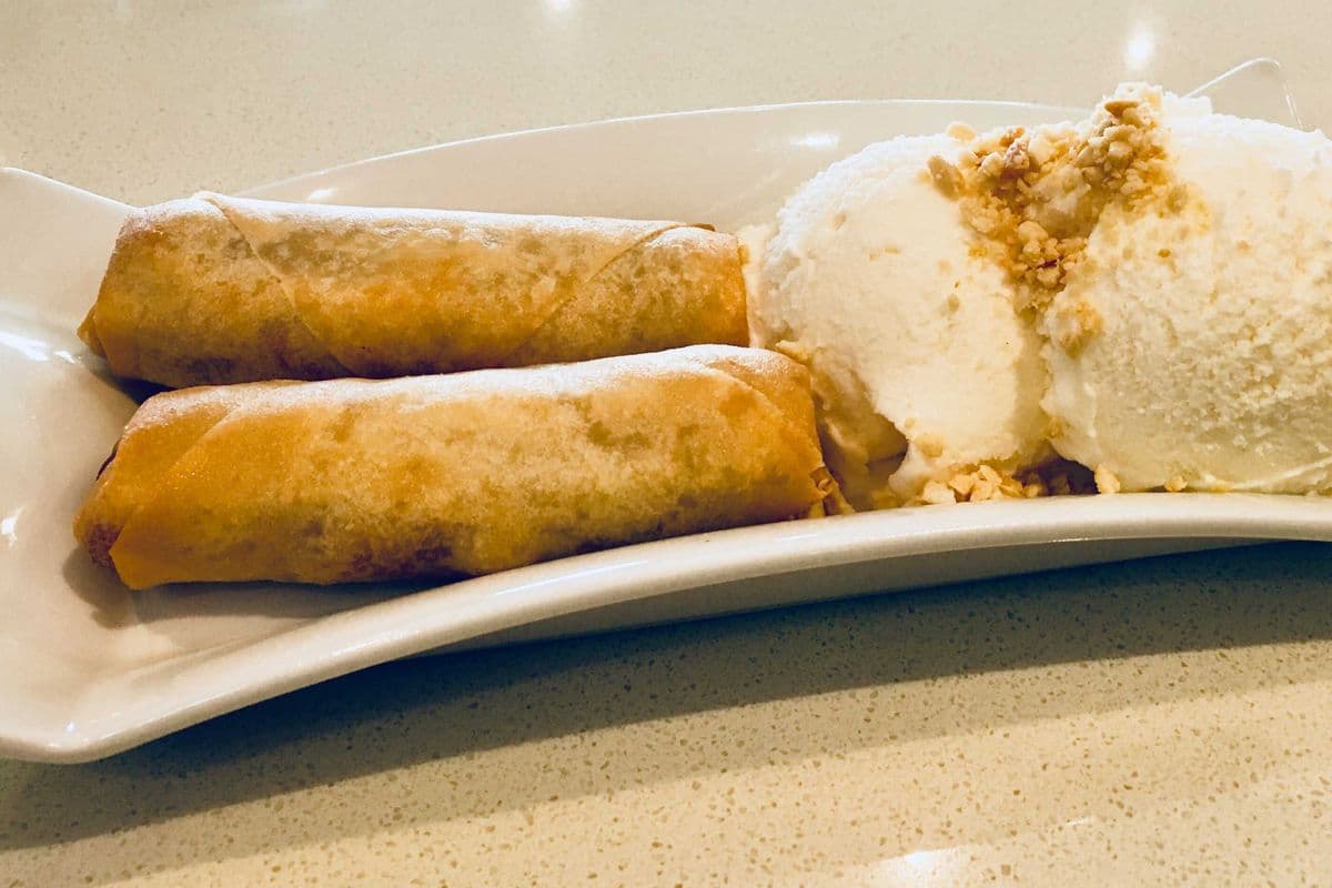 Fried Banana and Vanilla Ice Cream