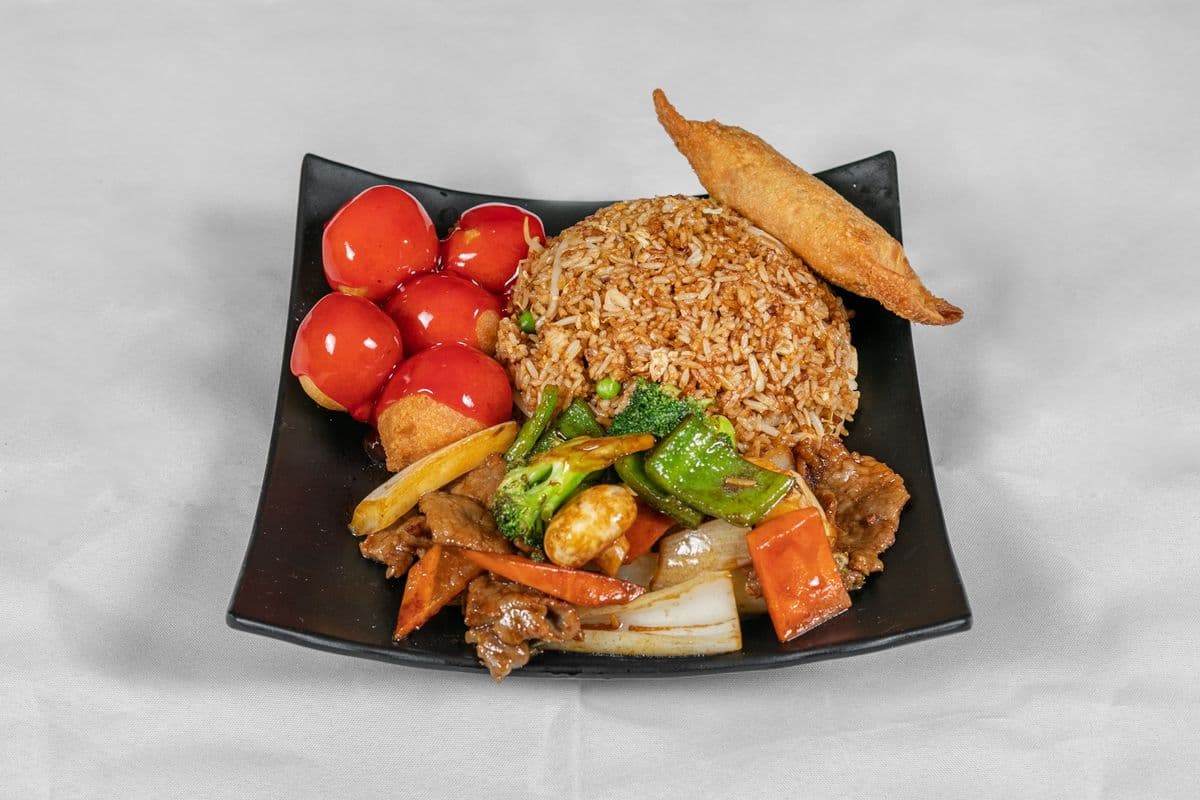 Combo 10. Sweet-and-Sour Chicken Balls and Beef with Mixed Vegetables