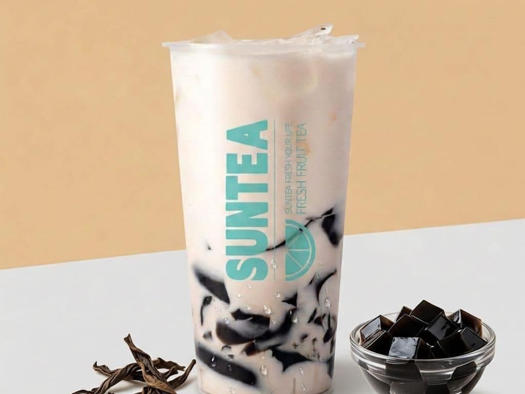 Grass Jelly Roasted Milk Tea 仙草烤奶茶