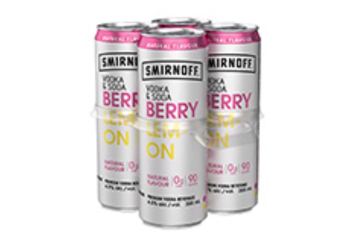 SMIRNOFF VODKA & SODA BERRY LEMON (4 PACK) (4 x 355ML CAN)