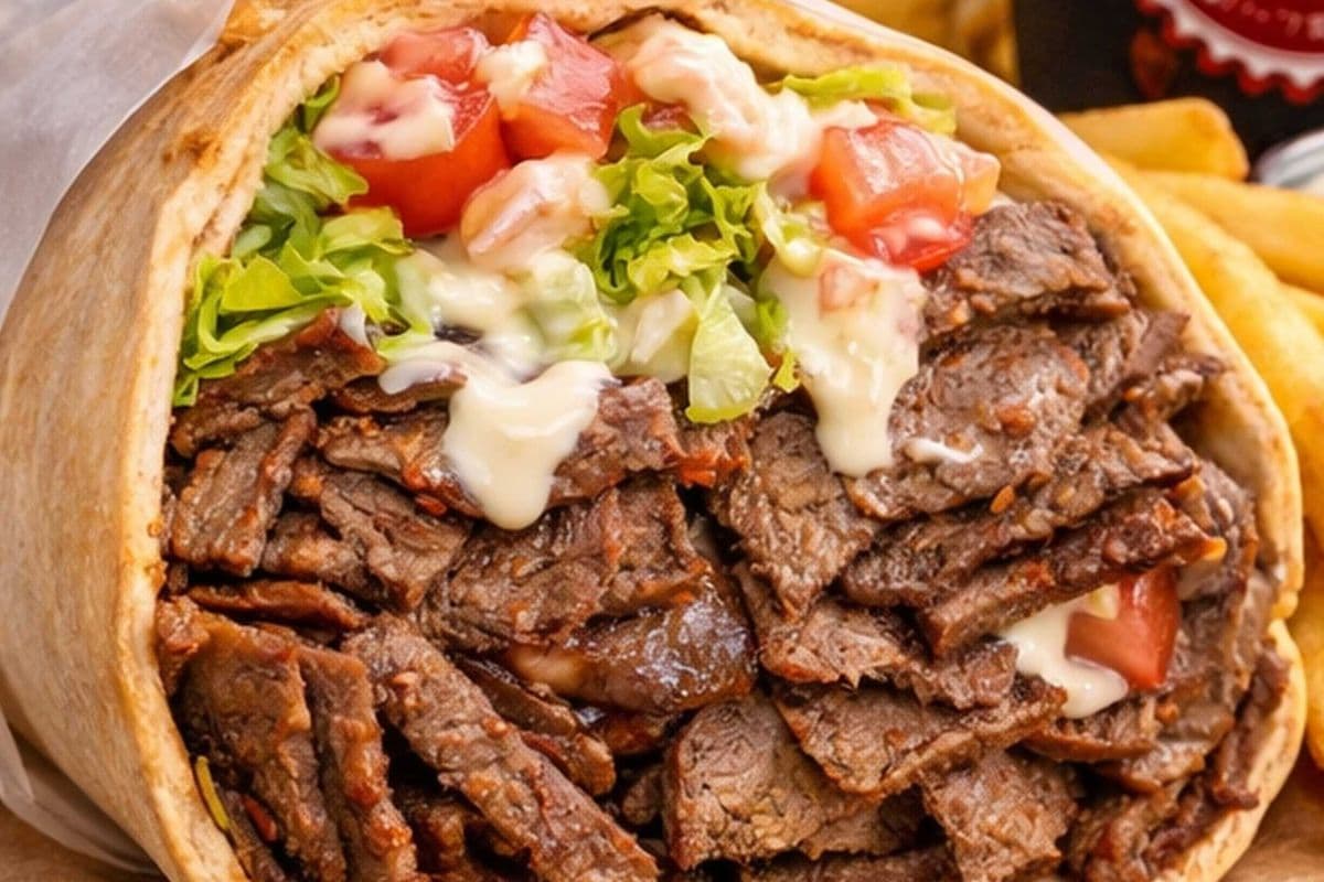 BELLYBUSTER Beef Donair wrap. GET BUSTED !