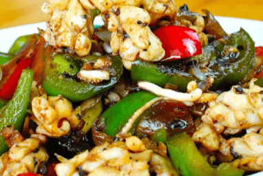 22. Squid with Green Peppers and Black Bean Sauce
