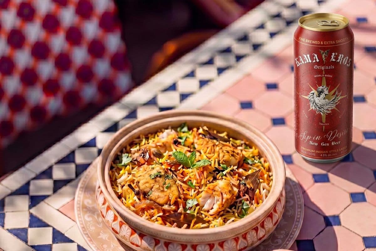 KAMA EROS INDIAN BEER WITH FISH BIRYANI