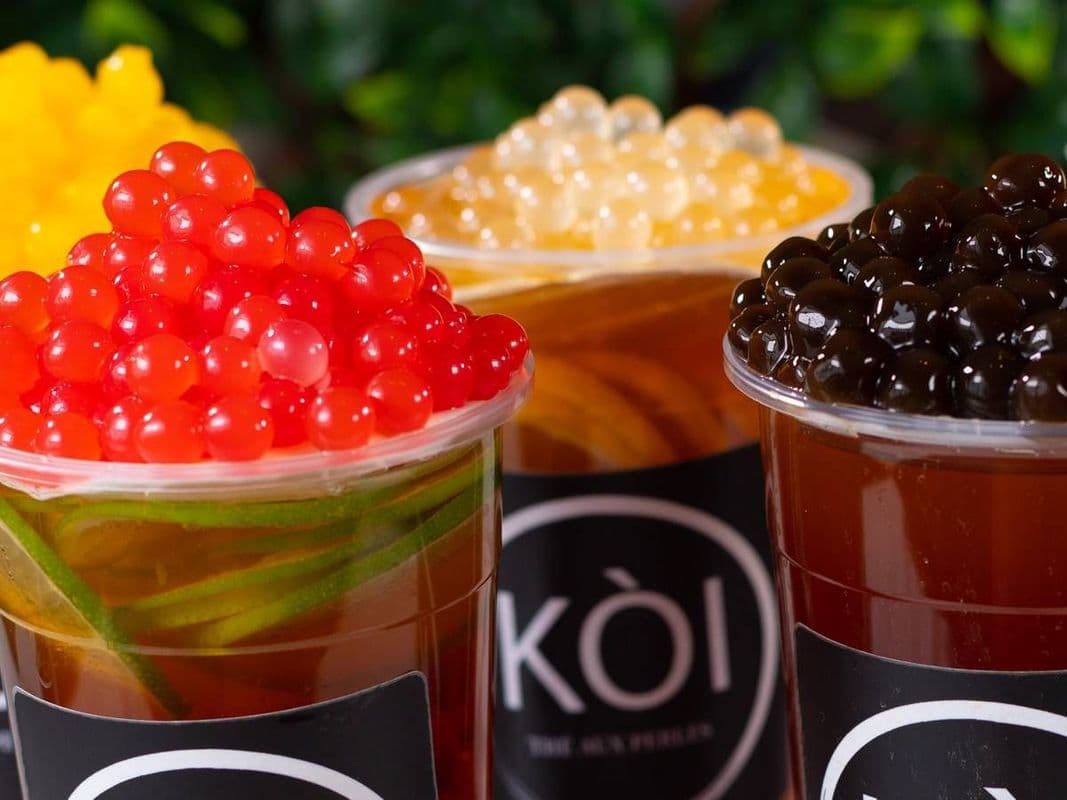 LYCHEE TEA WITH LYCHEE POPPING BOBA