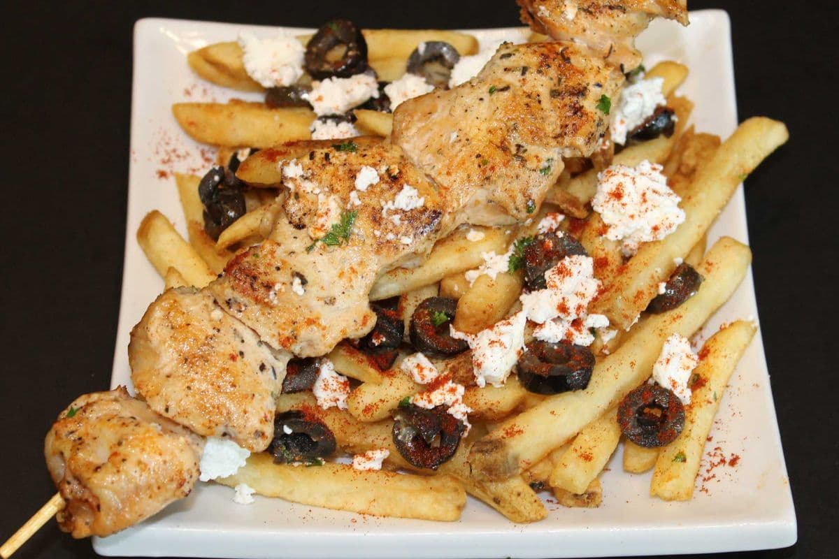 Chicken Souvlaki Special with Greek Fries