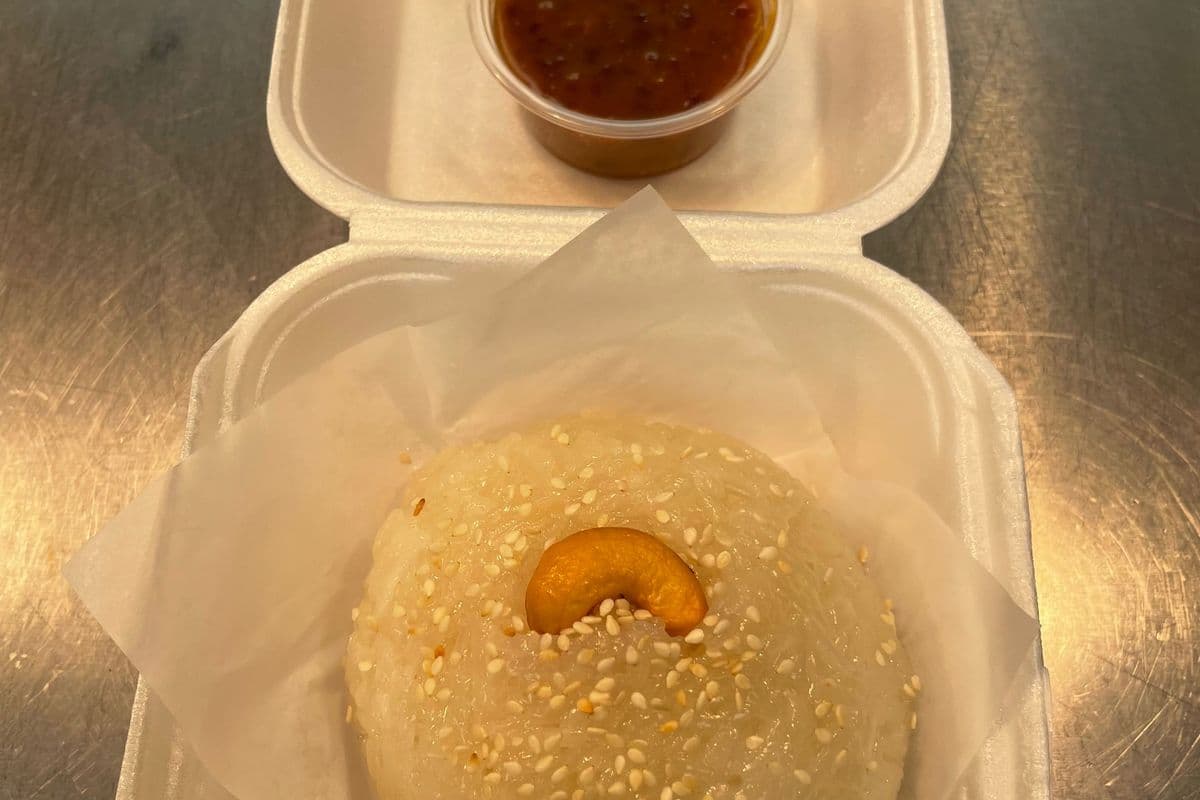Sticky Rice with Coconut Milk and Peanut Sauce