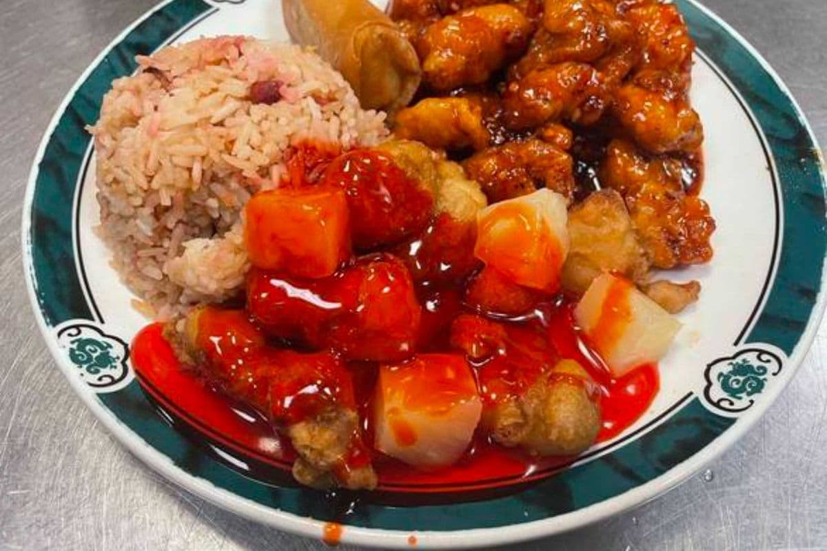 Sweet & Sour Chicken with Fried Rice or Soy Sauce Noodles 菠萝咕噜鸡炒饭或炒面