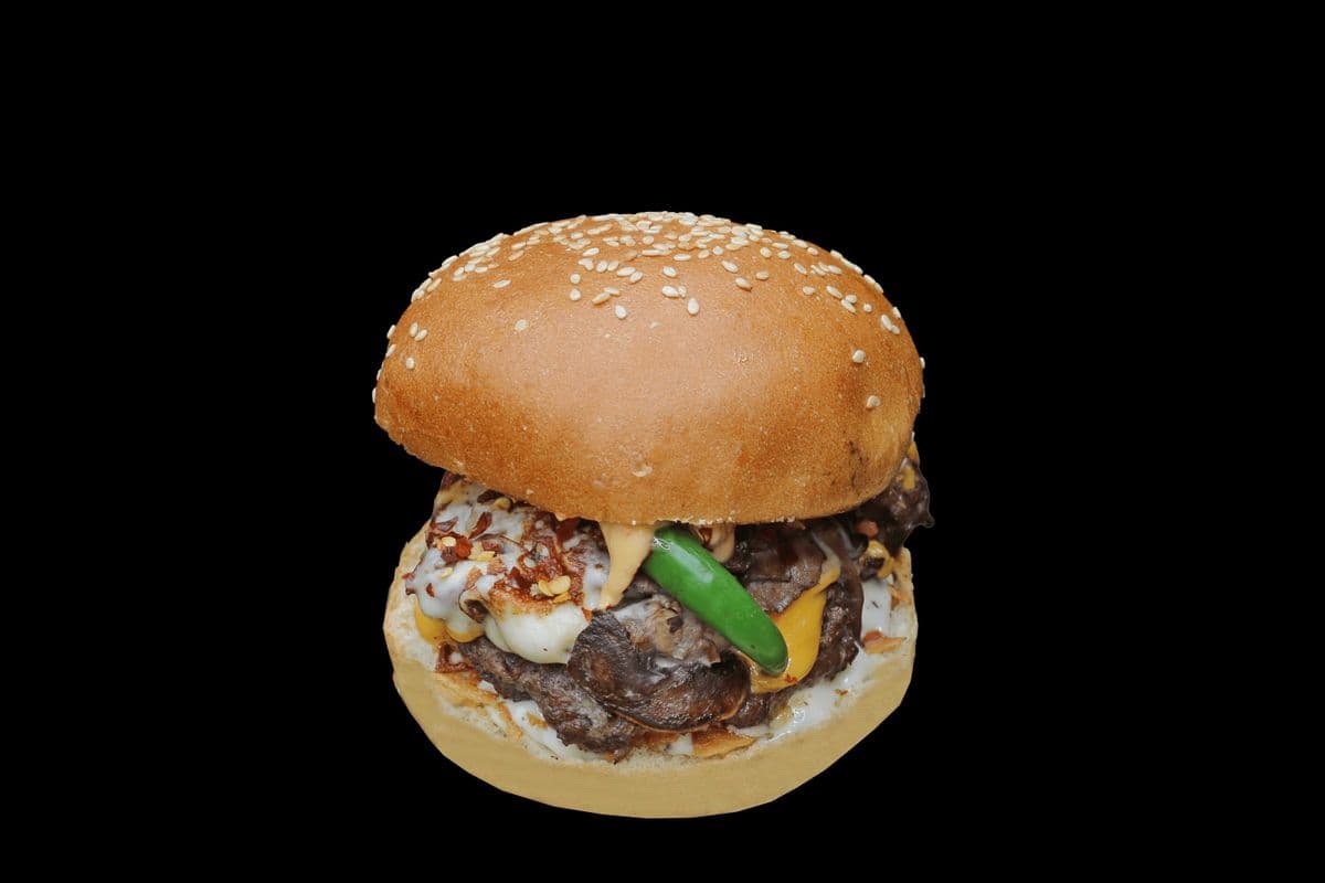 Spicy Mushroom Cheeseburger