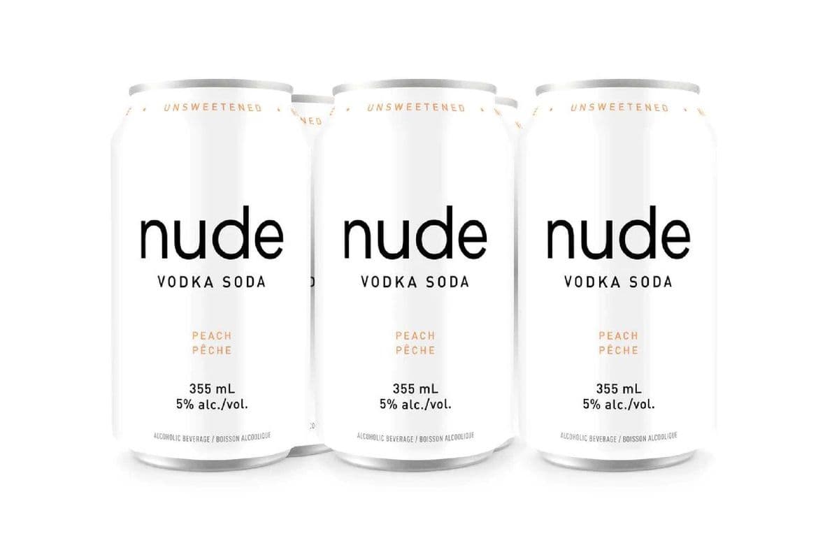 Nude Vodka Soda Peach (6 Pack Cans) (6 x 355 ml Cans)