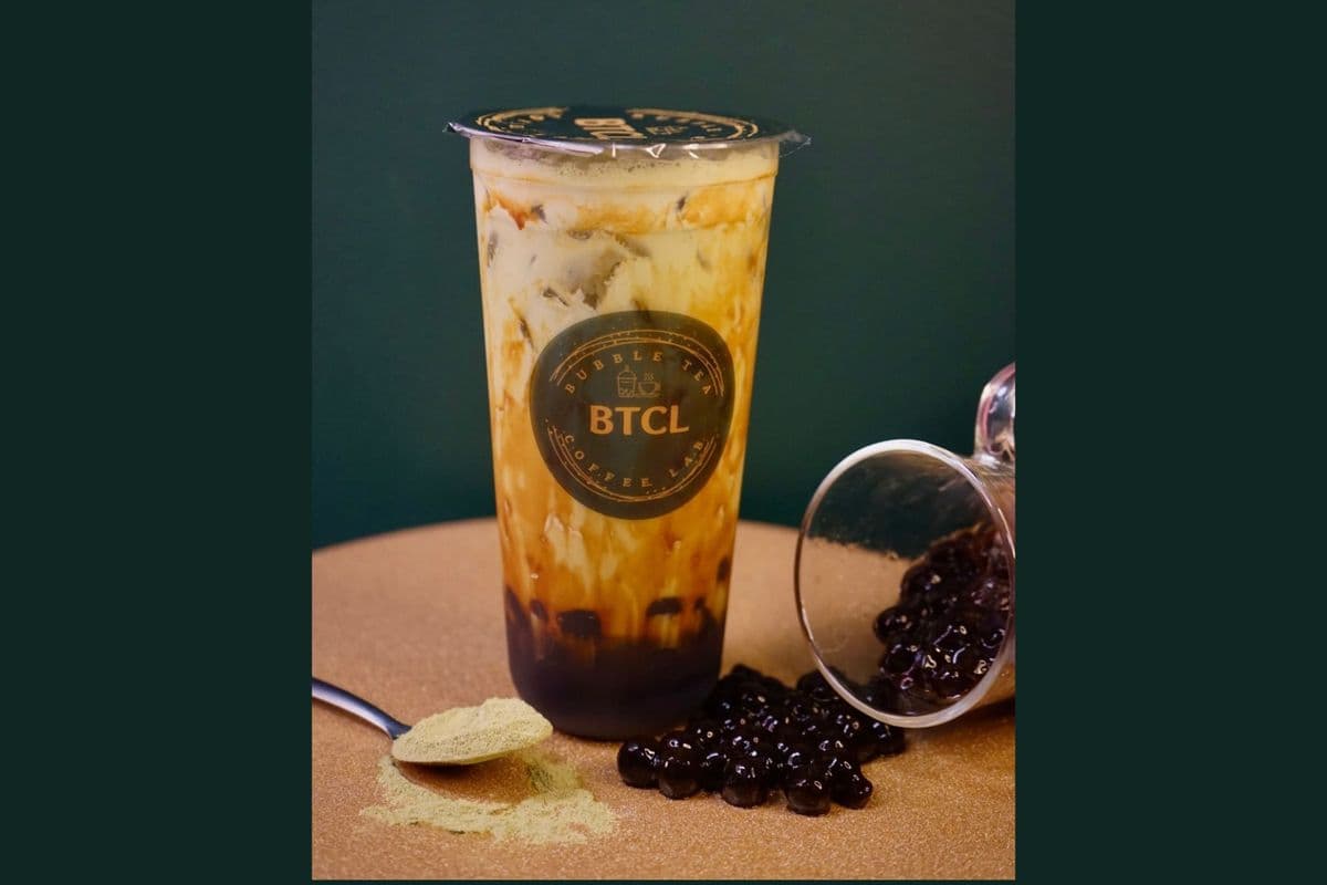 Matcha Black Sugar Boba with Black Boba