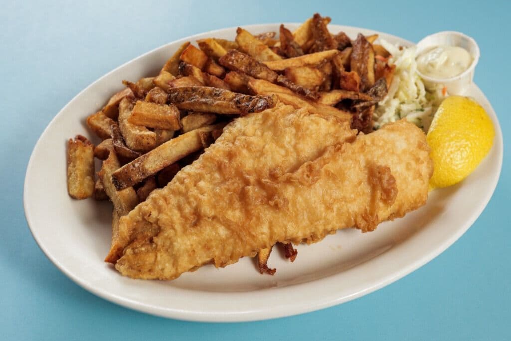 One Piece Haddock, Chips, and Salad