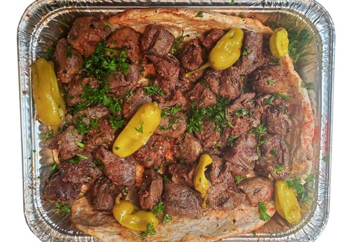 Lamb shish kebab with 8 OZ Garlic Sauce