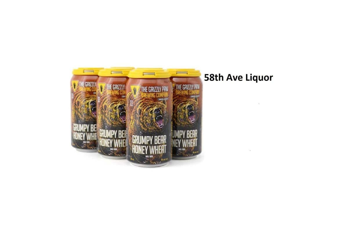 GRIZZLY PAW GRUMPY BEAR HONEY WHEAT 6 CANS (1 x 6x355ML)