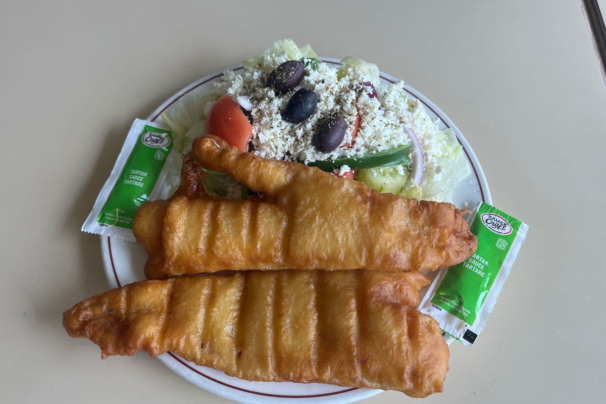 Pollock Fish and Greek Salad