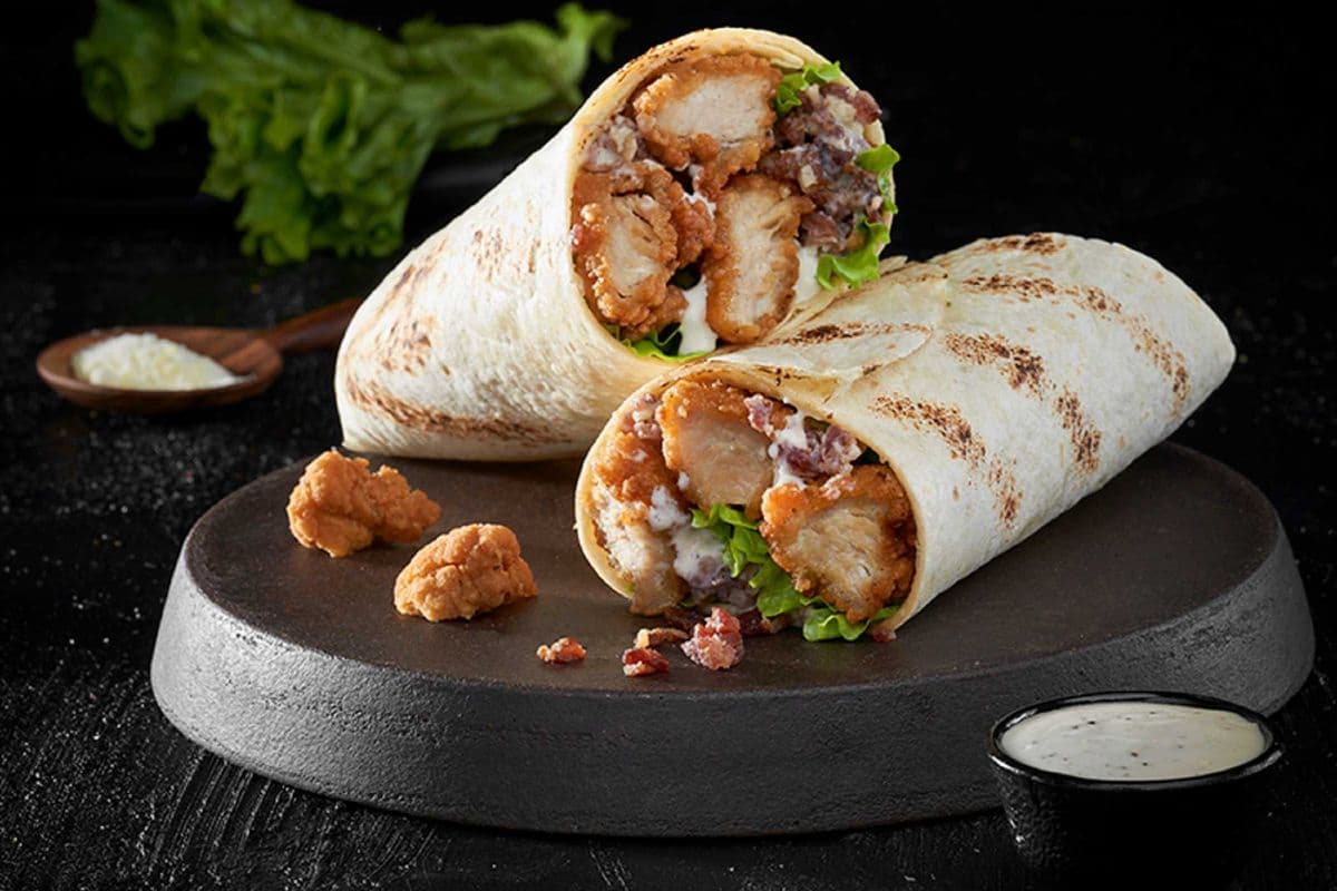 Chicken Caesar Wrap and Fries