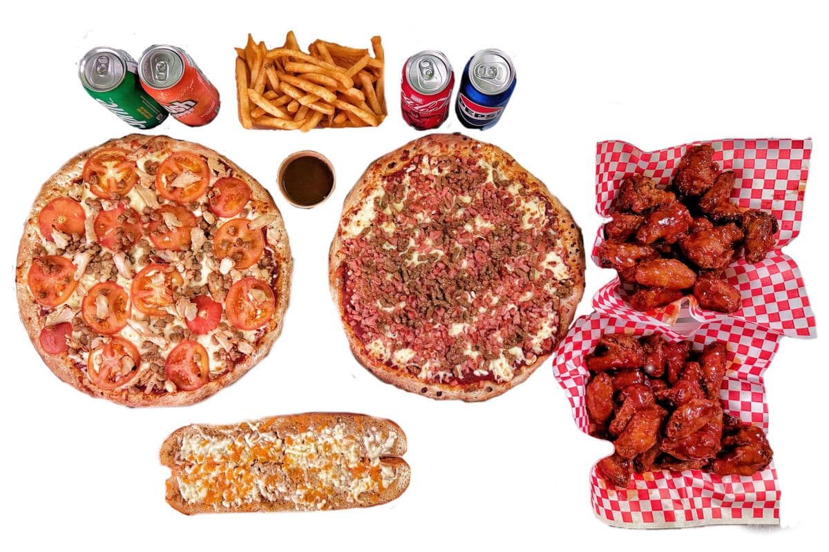 Bella's Big Meal (40 Wings, Fries, Gravy Garlic Bread w/ Cheese & 4 Pops)