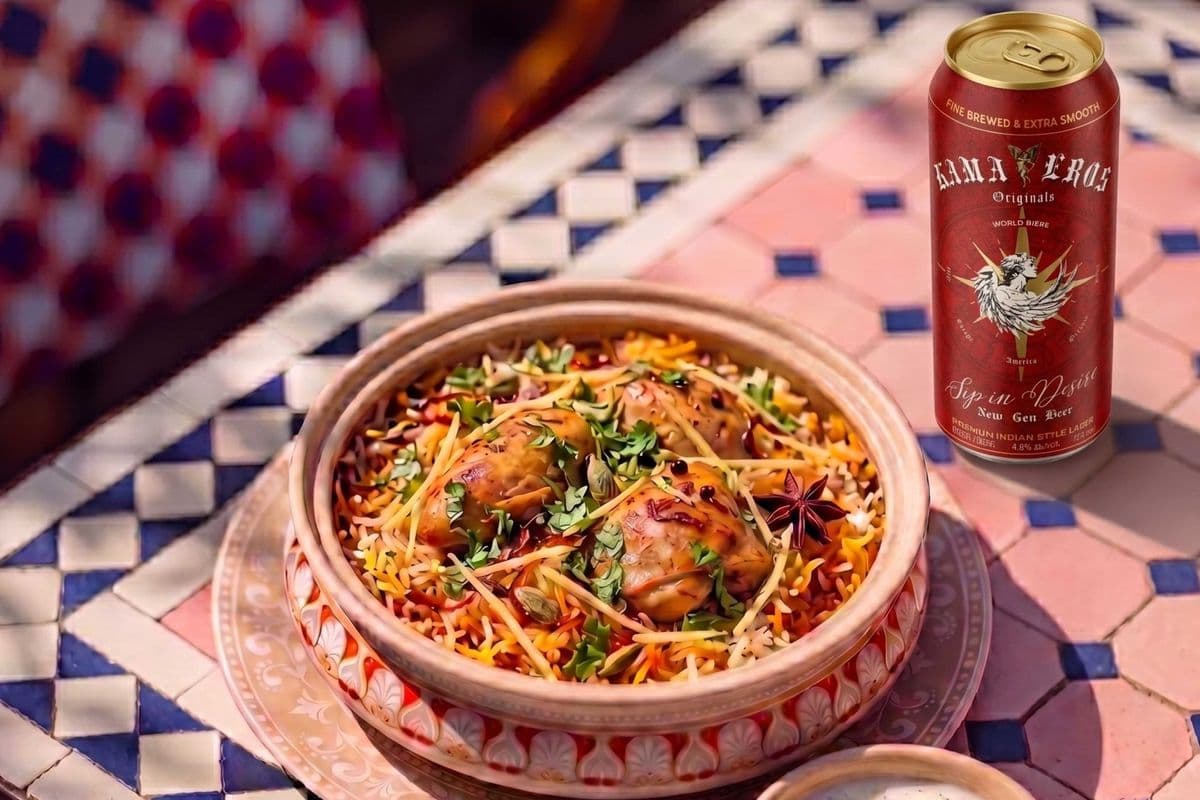 KAMA EROS INDIAN BEER WITH CHICKEN BIRYANI