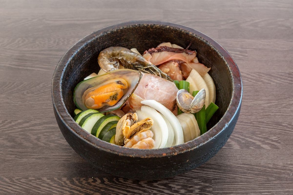 62. Spicy Whiting Fish Stew with Seafood, Vegetables, and Tofu