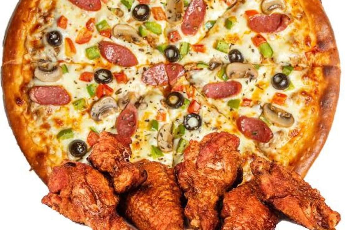 Small Pizza and 8 Wings