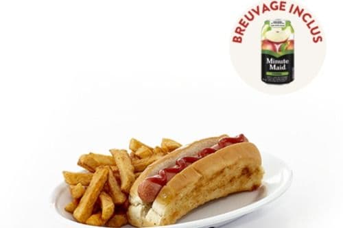 Hot-Dog Rôti Et Frites (ENF) / Grilled Hot-Dog With Fries And Drink