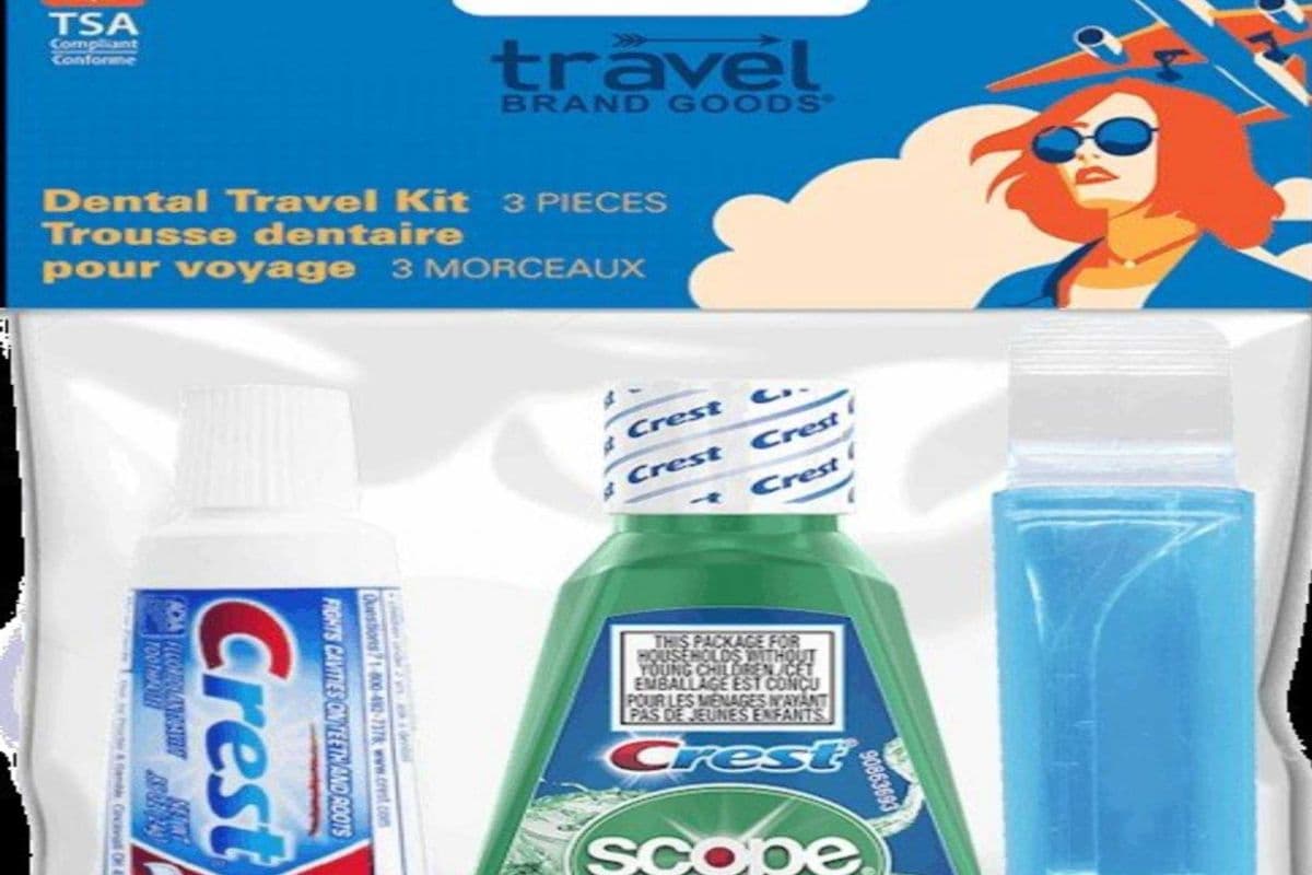 Crest Dental Travel Kit 3 in 1 toothbrush, toothpaste & mouthwash