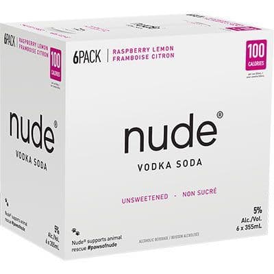 Nude Beverages Vodka Soda Raspberry Lemon, 6 x 355 ml